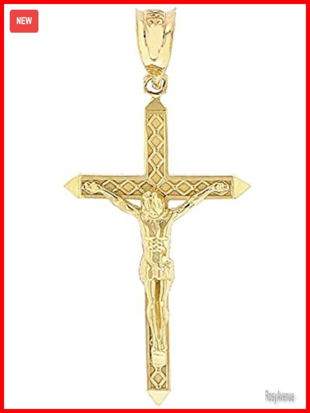 14K Yellow Gold Crucifix Cross Pendant Necklace 1-1/4 in Charm Only